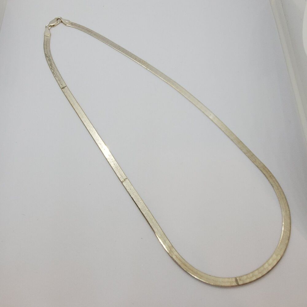 Vintage Sterling Silver 20" Long 4mm Herringbone Necklace